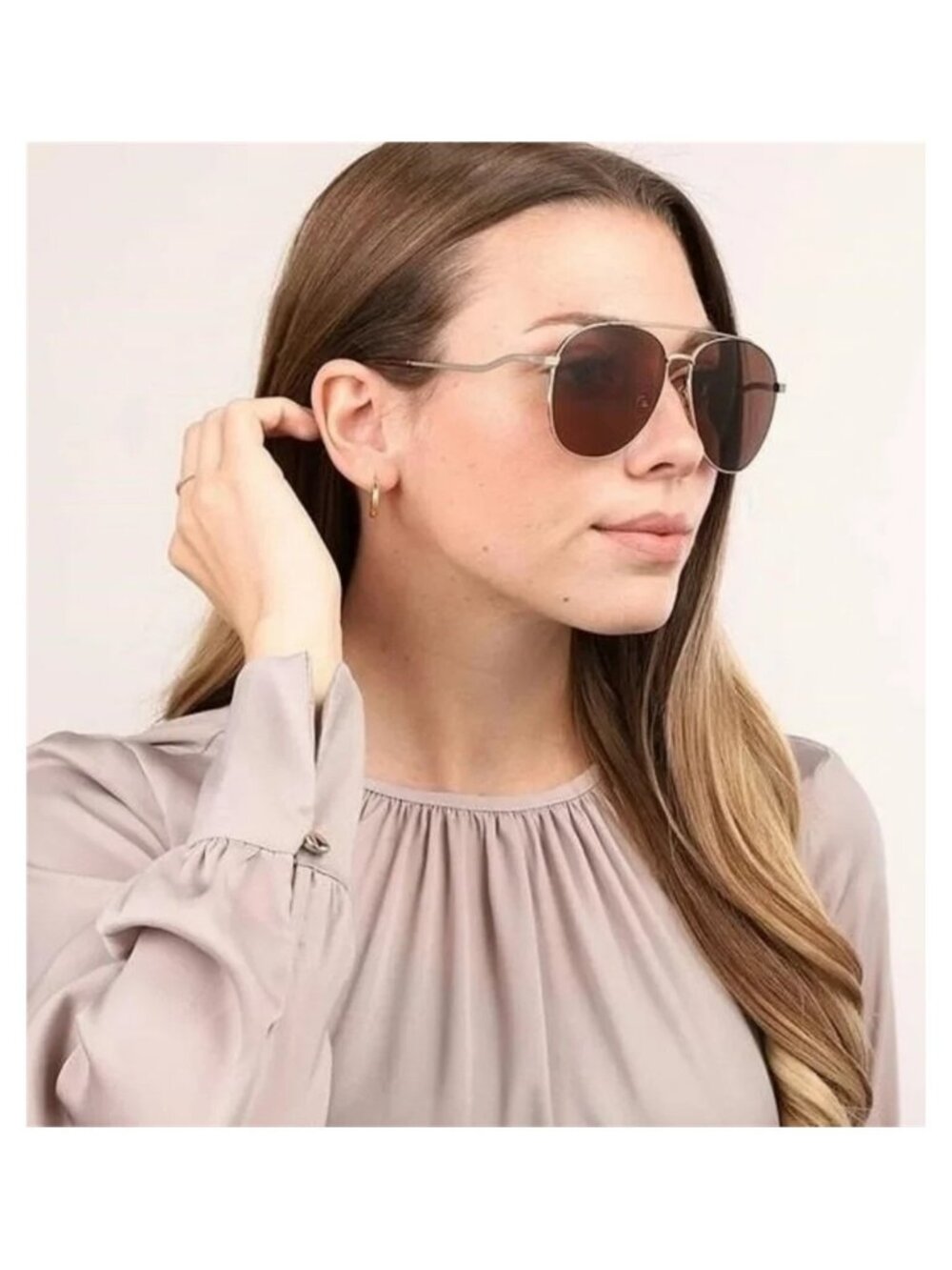💯 - New Authentic Gucci Brown Pilot Ladies Sunglasses GG0969S 002
